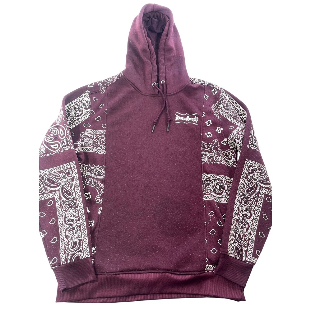 Dogg Supply By Snoop‎ Dogg Hoodie Size M Medium Pullover Burgundy Bandana Print